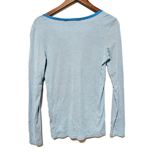 Ralph Lauren Sport Knit Top Women's Size L V-neck Blue Striped Preppy Casual - Picture 3 of 8